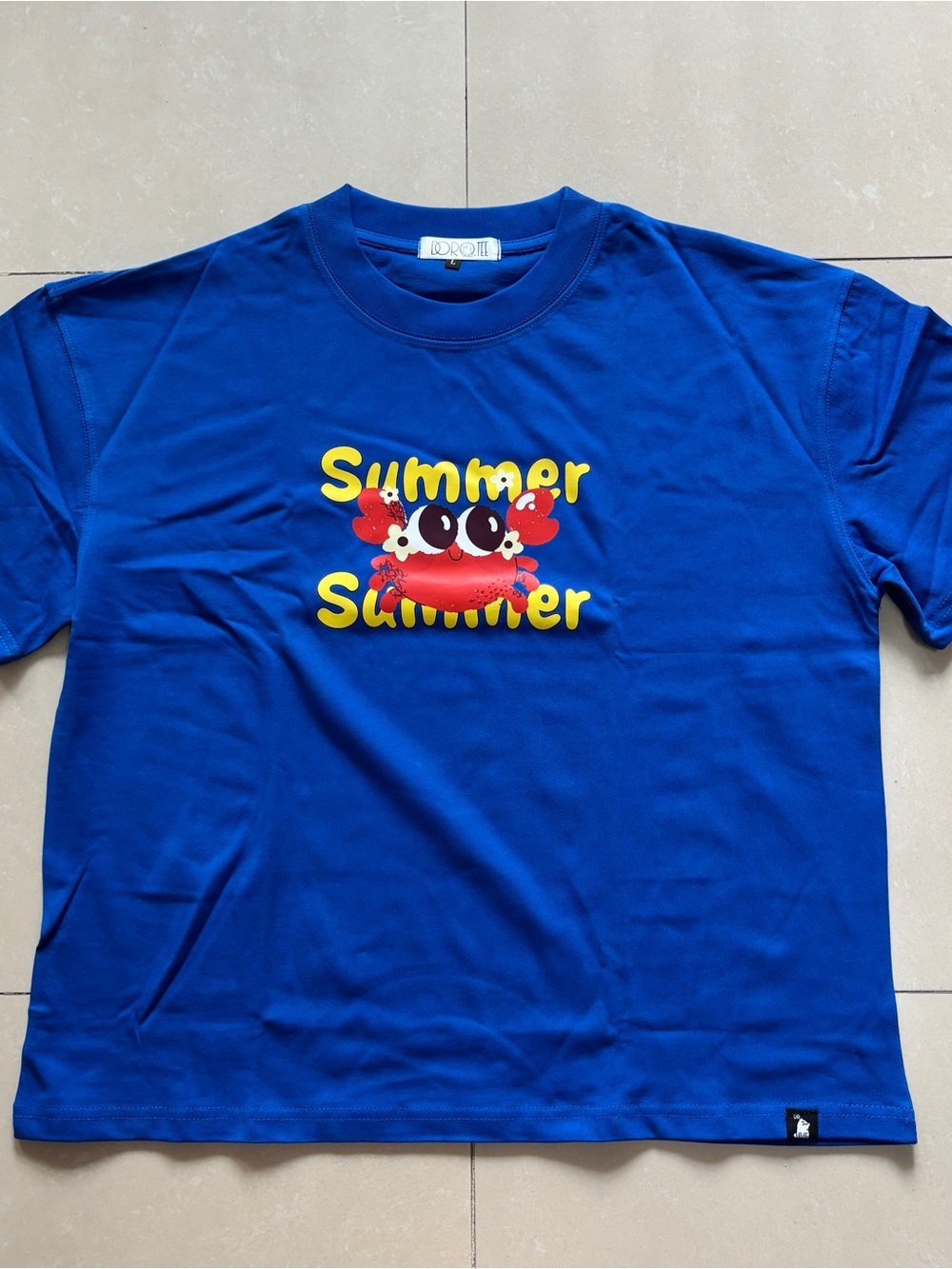 Blue "Summer" Crab Graphic Tee Unisex Size L
